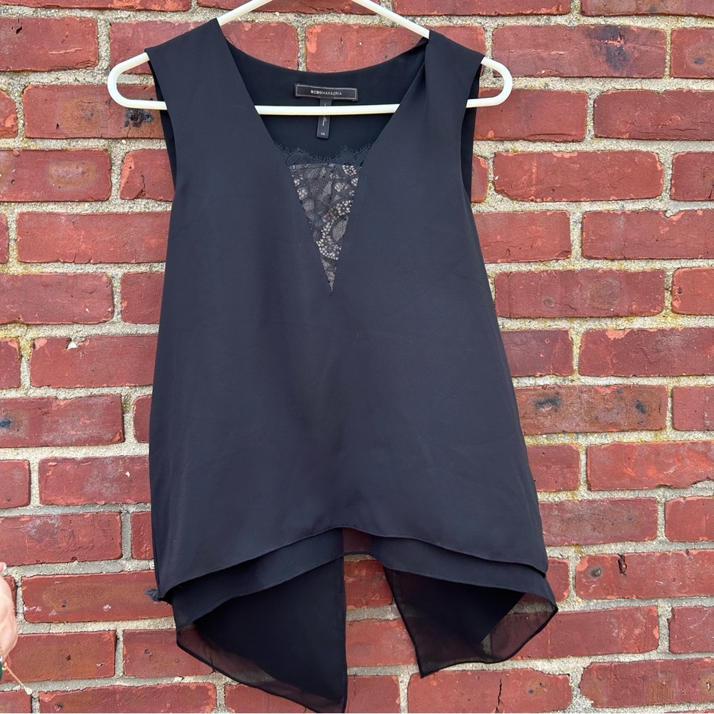 BCBG | Black Tank Lace Detail | Size XS